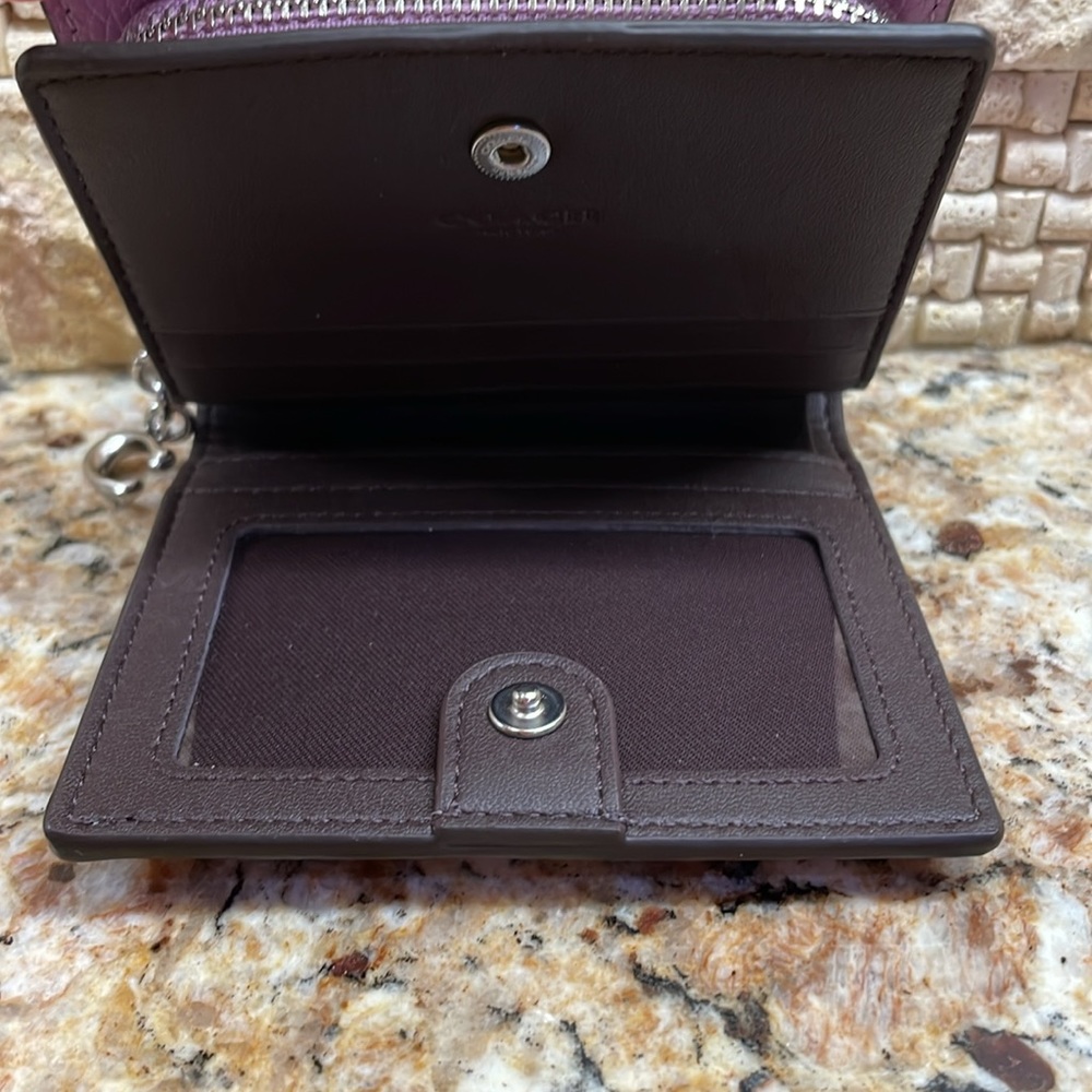 EUC Coach Compact Snap Wallet Lilac Pebbled Leather Silver Hardware - Picture 8 of 14